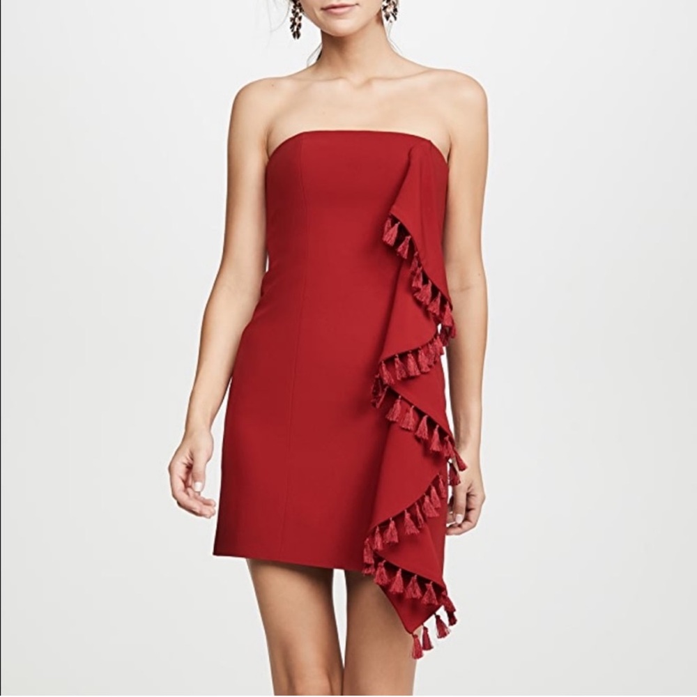 Cinq à Sept Red Strapless Mini Dress